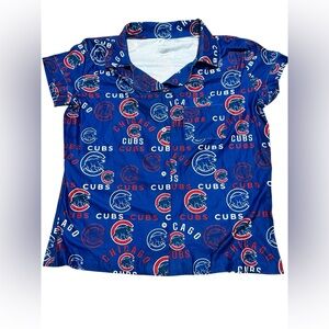 Concepts Sport Chicago Cubs All Over Print Pj Top Button Up Lounge Women's Large